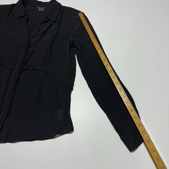 Theory Button Up Shirt Double Layered Rosita Silk Blend Blouse Black Size P XS ? - Picture 11 of 11